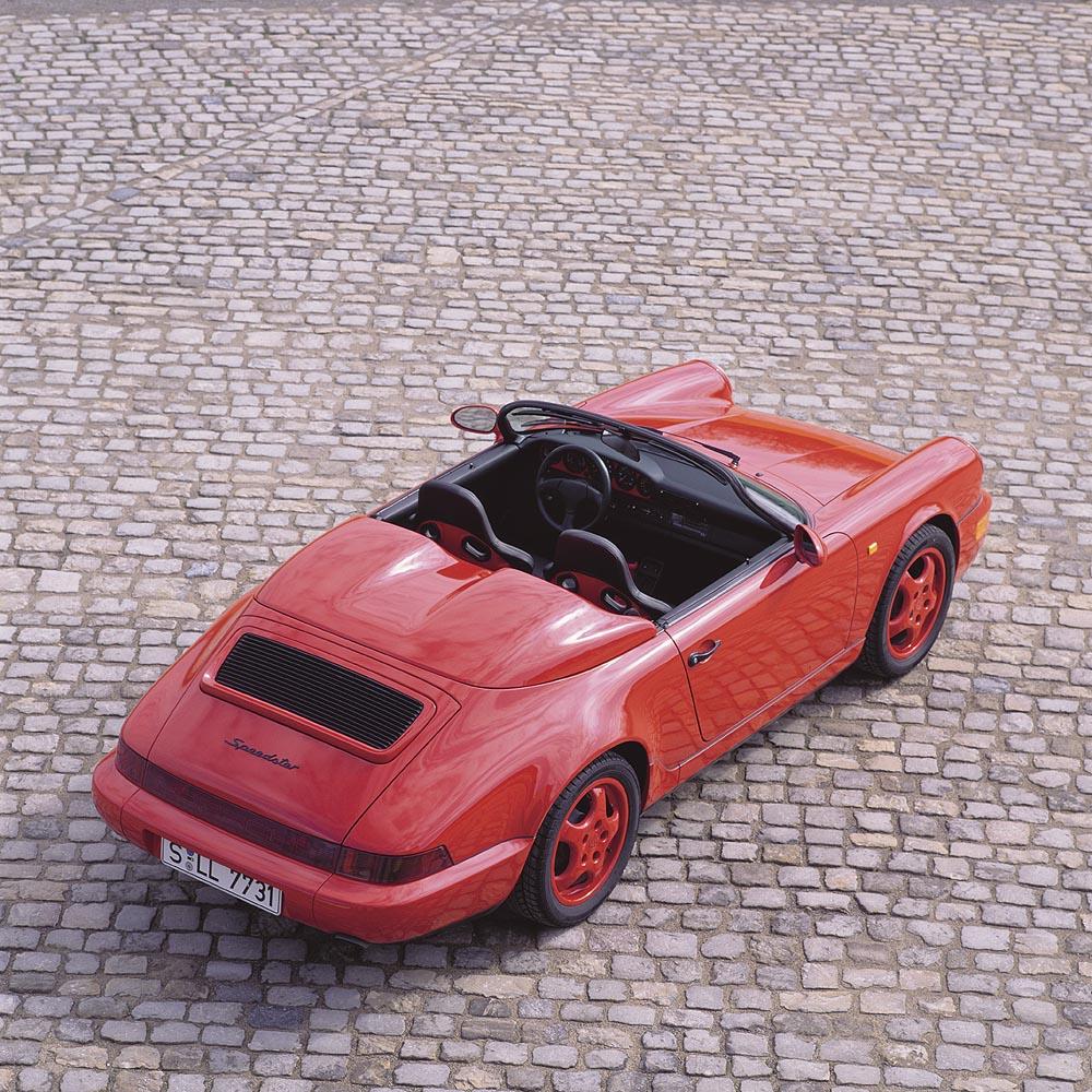 Porsche 964 speedster rouge dessus