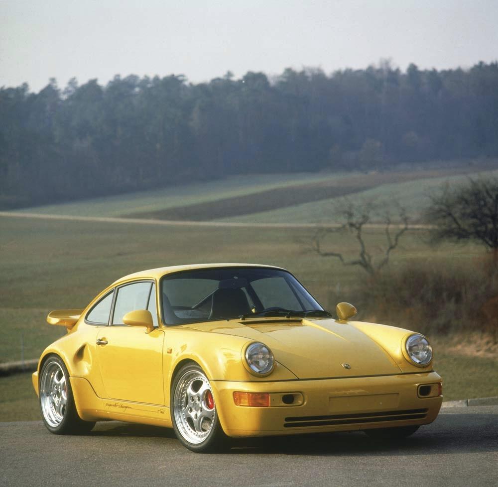Porsche 964 turbo s leichtbau jaune face